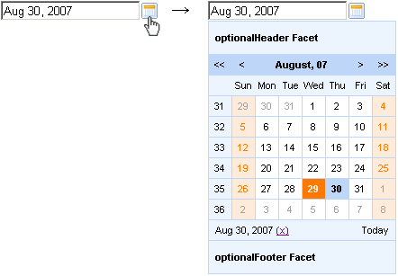 <rich:calendar> component