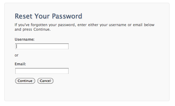 Reset Your Password page